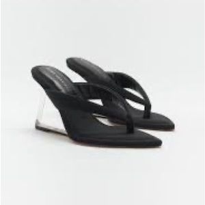 Good American Cinder-F*cking-Rella Black Neoprene Lucite Heel - Size 11/12 NIB